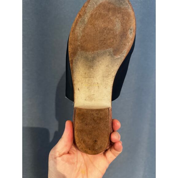 Bird of Flight Anthropologice Black Leather Slip On Mule Fur Lined Women's 7 - Picture 3 of 6